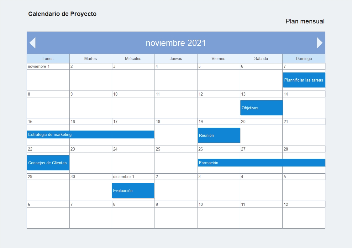calendario de proyecto