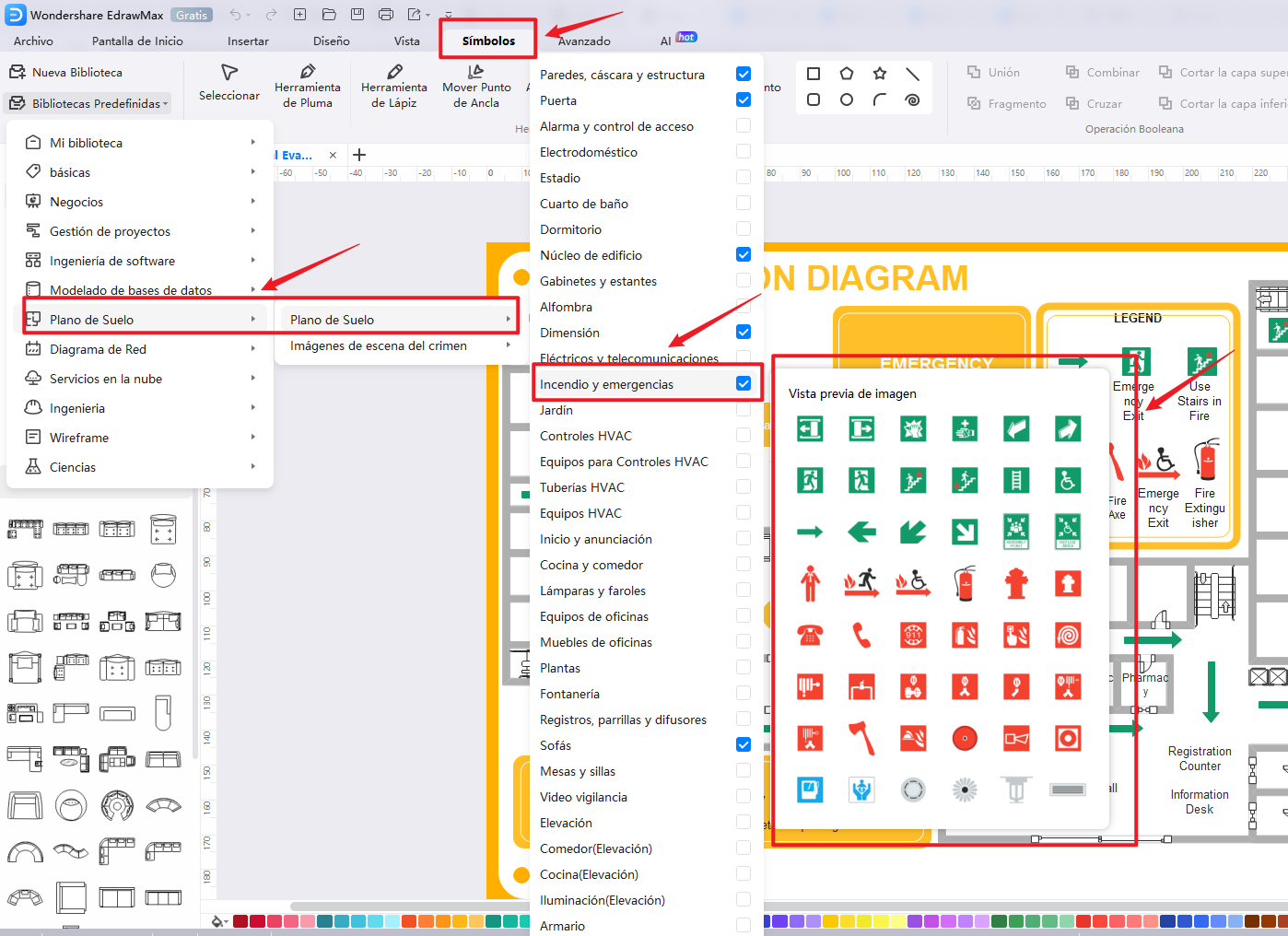 cómo dibujar un plano de evacuación en caso de incendios