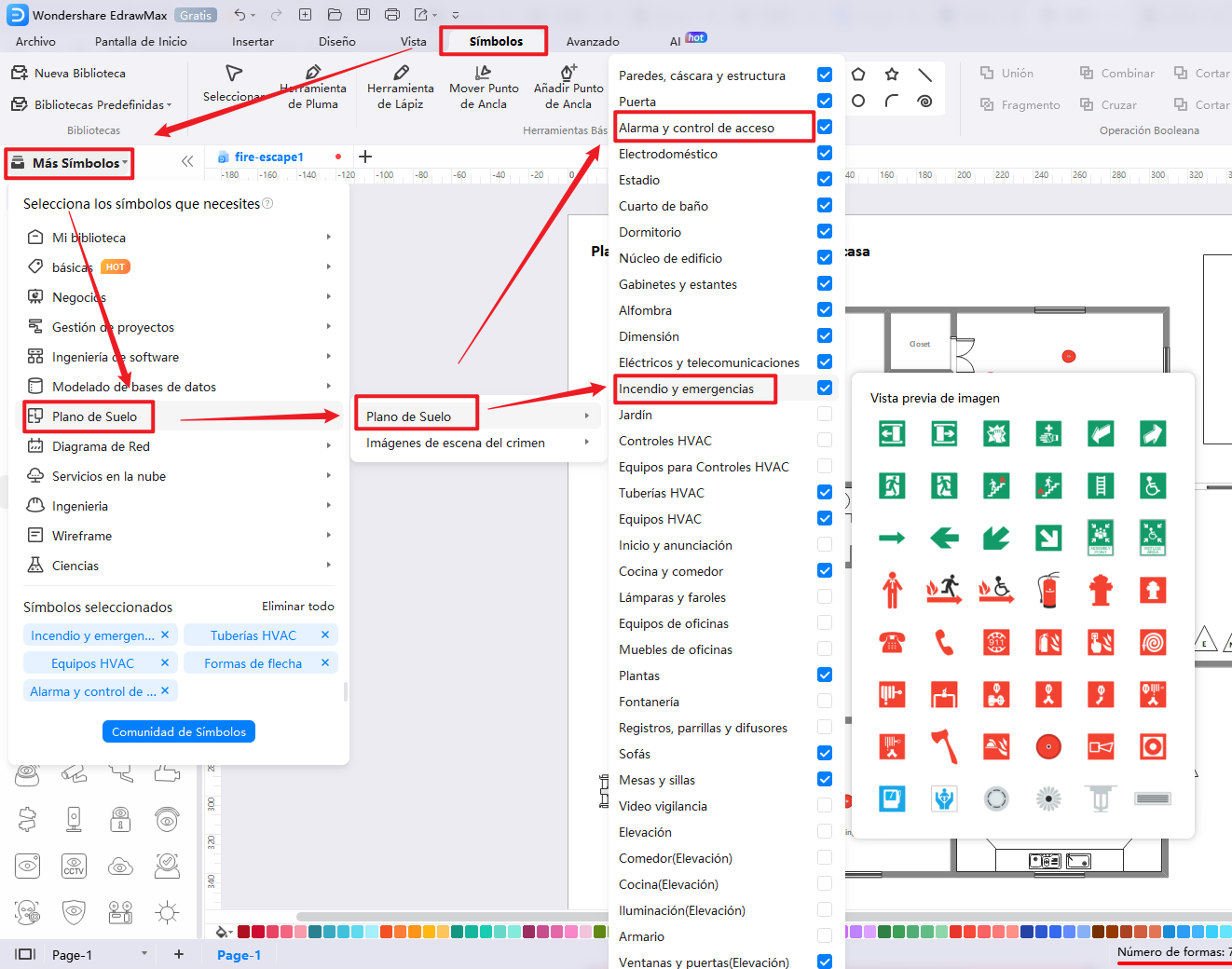 Cómo utilizar la plantilla de plano de evacuación en caso de incendio