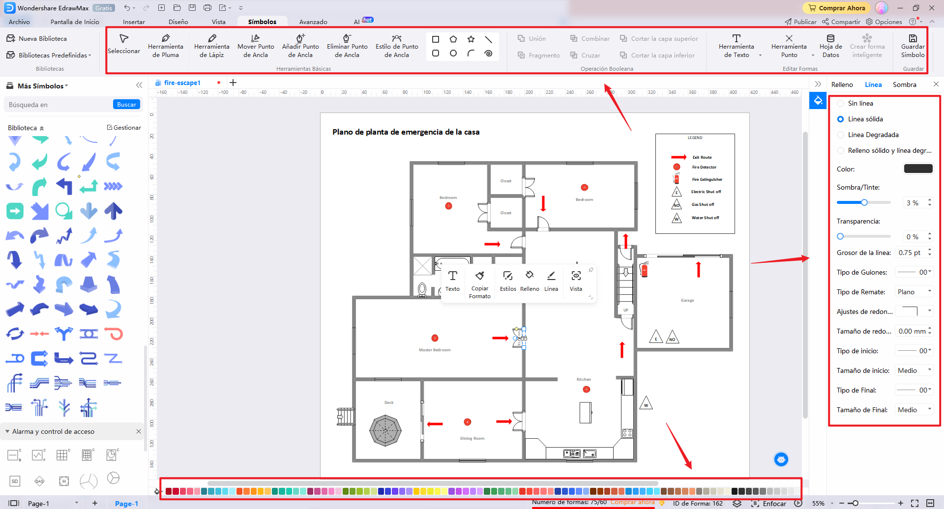 Cómo utilizar la plantilla de plano de evacuación en caso de incendio