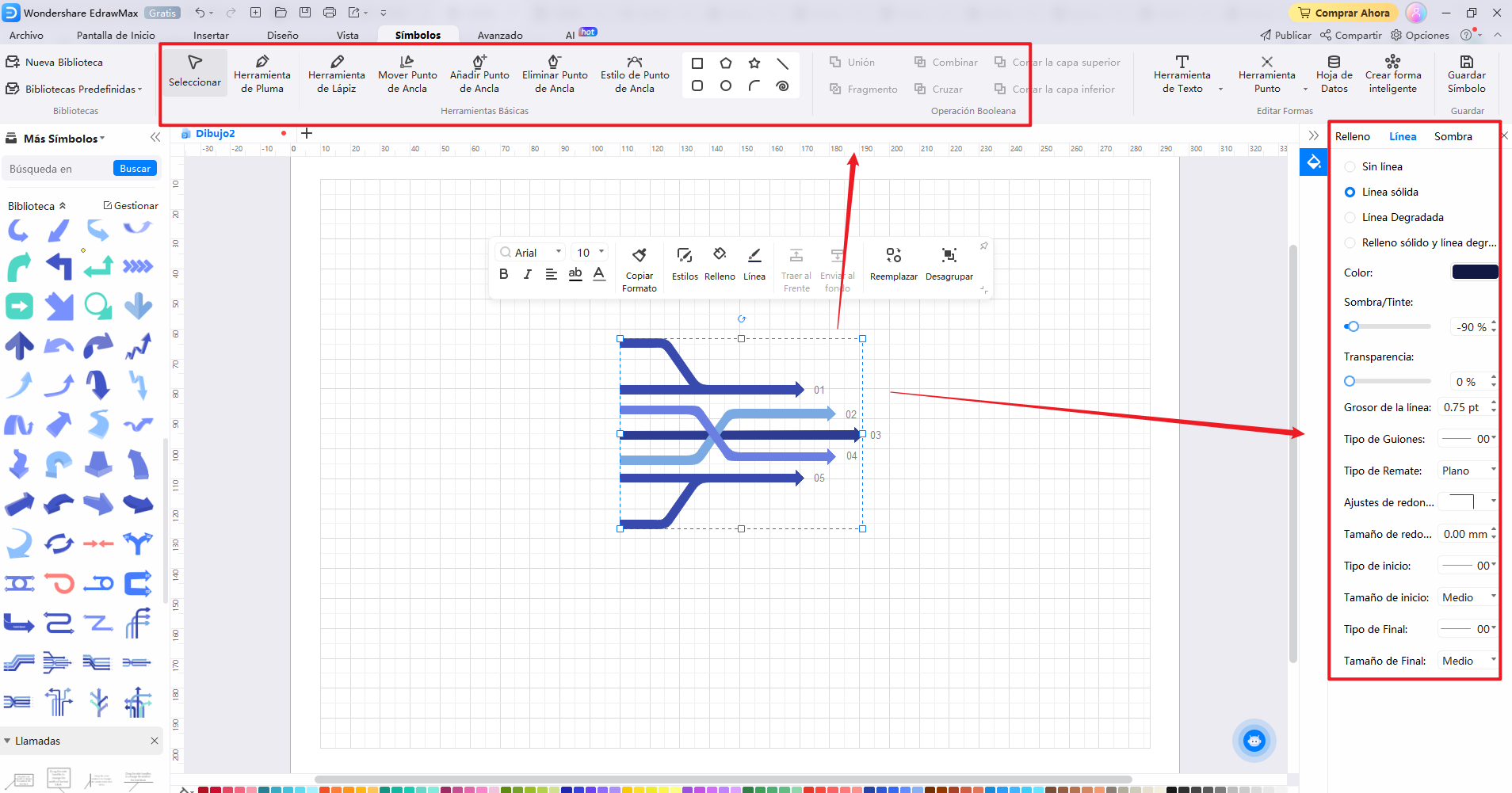 cómo crear más símbolos de diagrama de flujo
