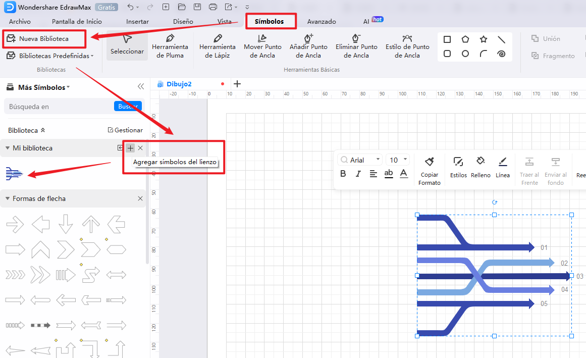 cómo crear más símbolos de diagrama de flujo