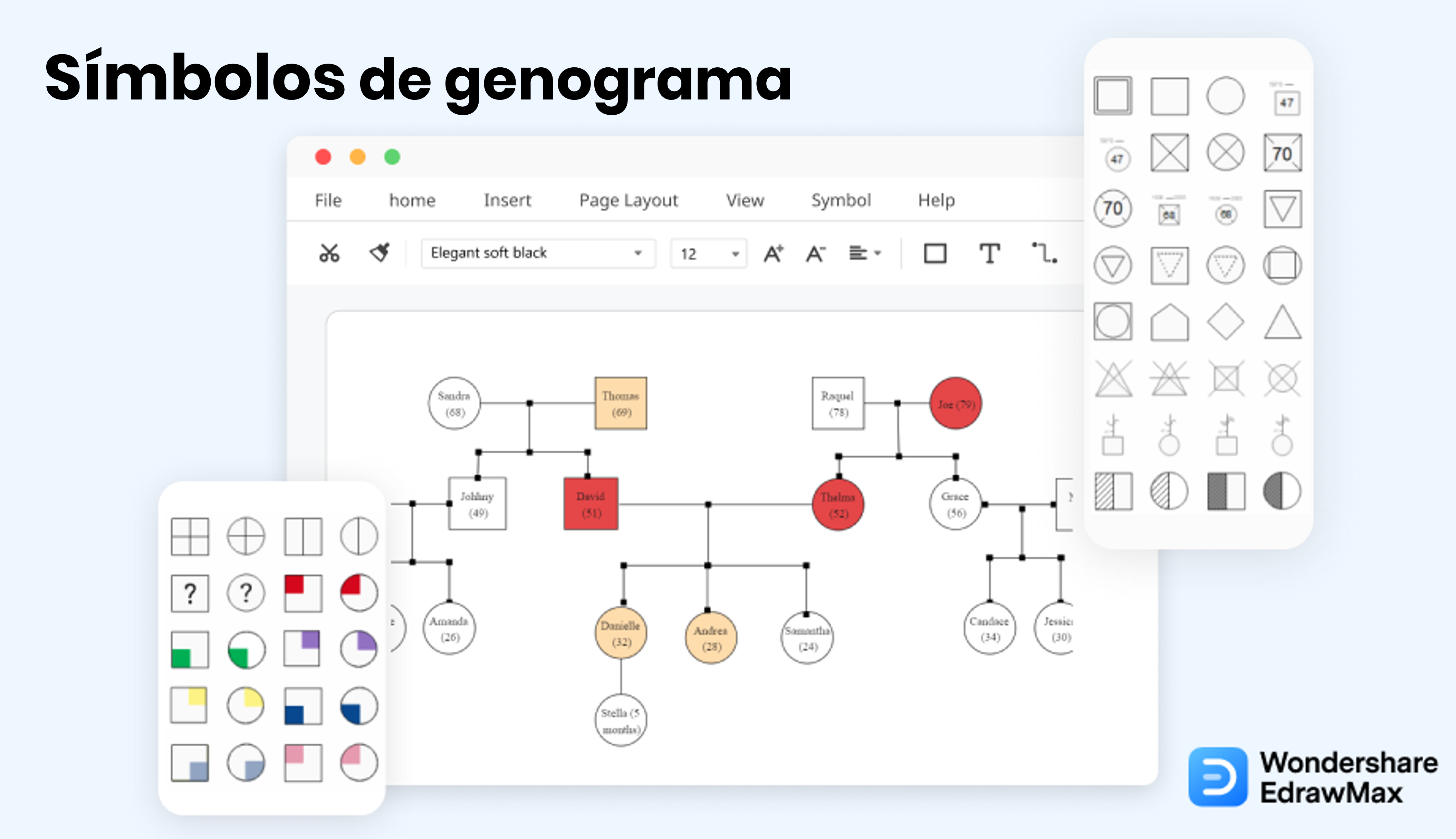 Portada de símbolos de genograma