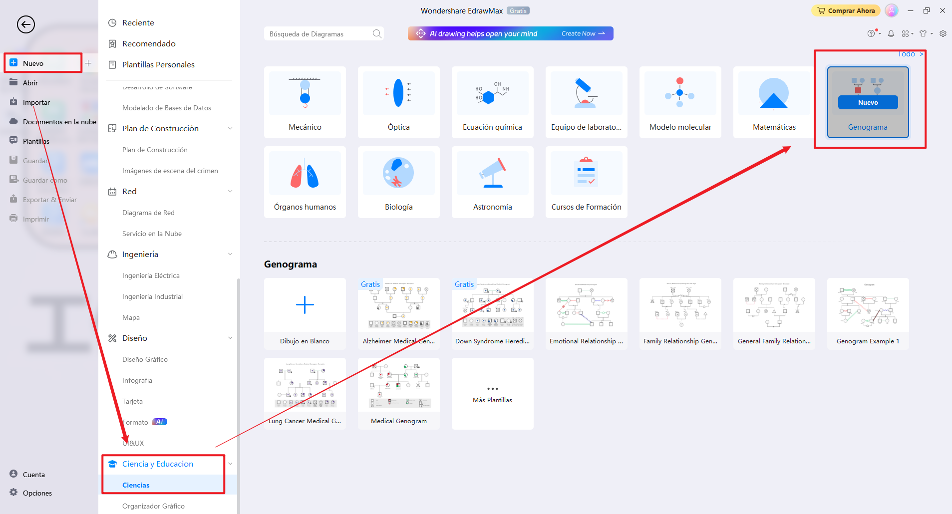 cómo usar símbolos de Genograma