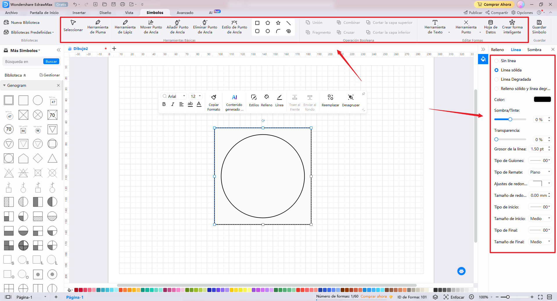 cómo crear más símbolos de Genograma