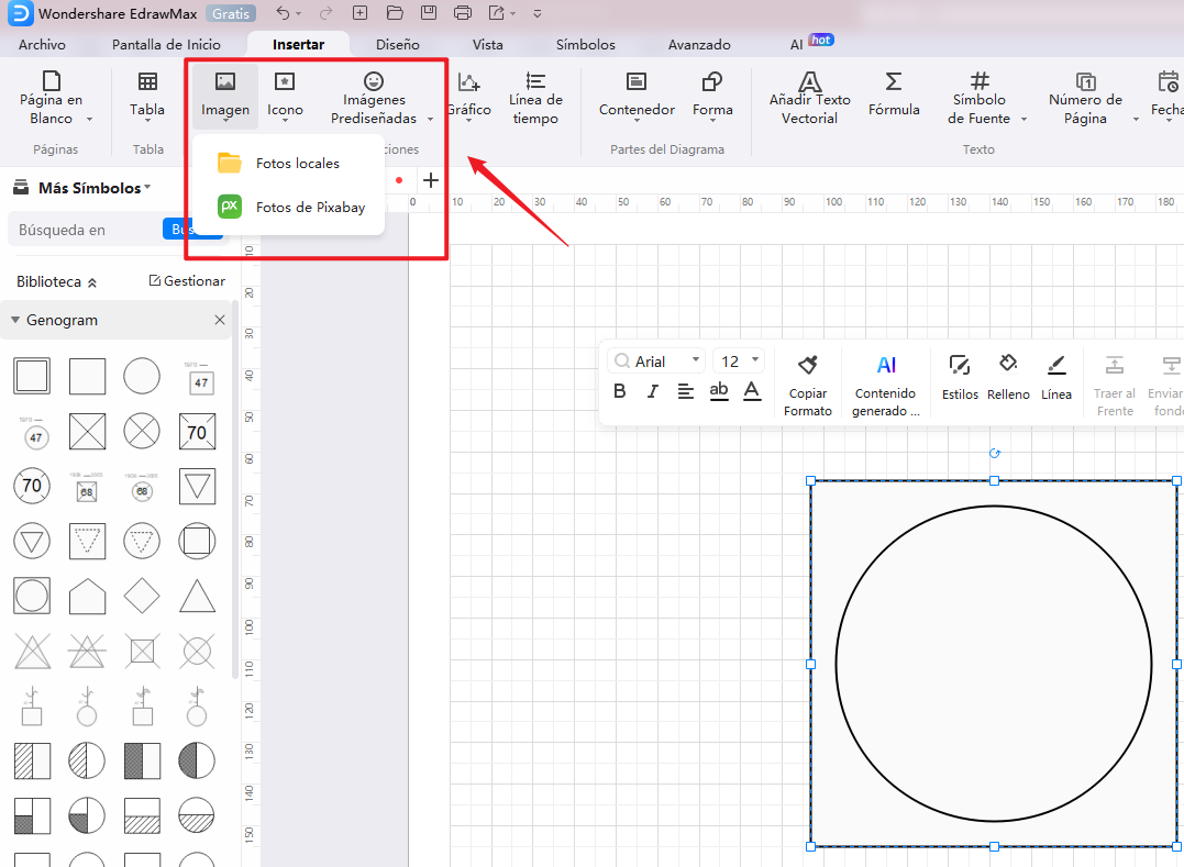 cómo crear más símbolos de Genograma