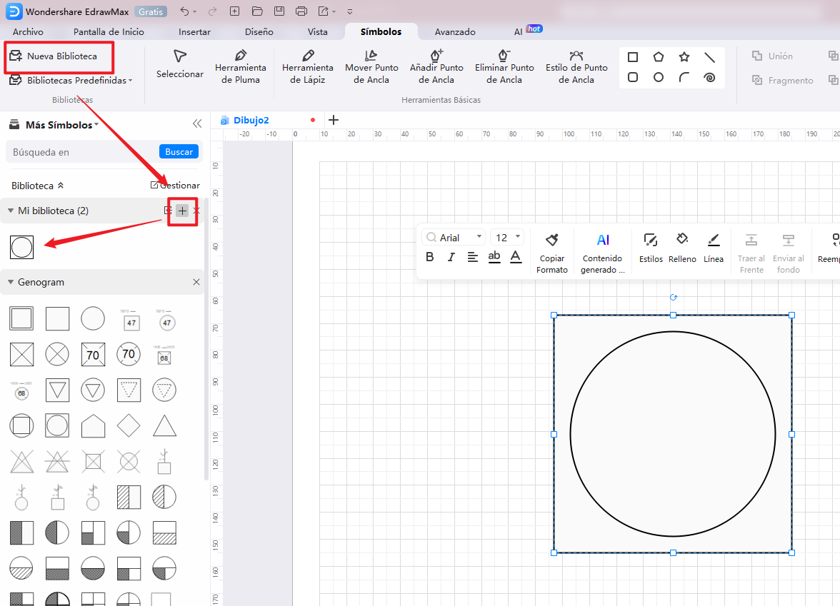cómo crear más símbolos de Genograma