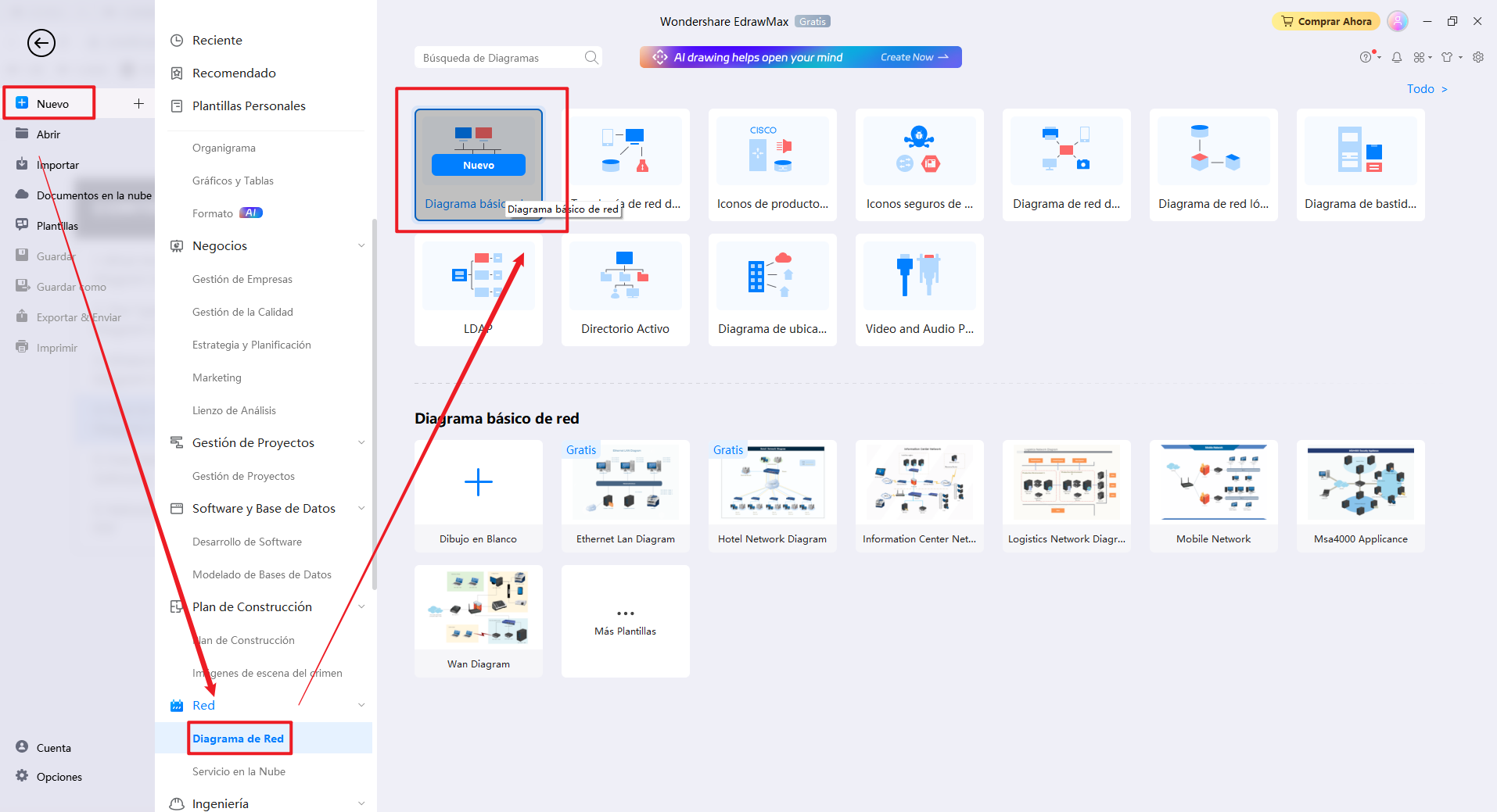 cómo utilizar los iconos del diagrama de red