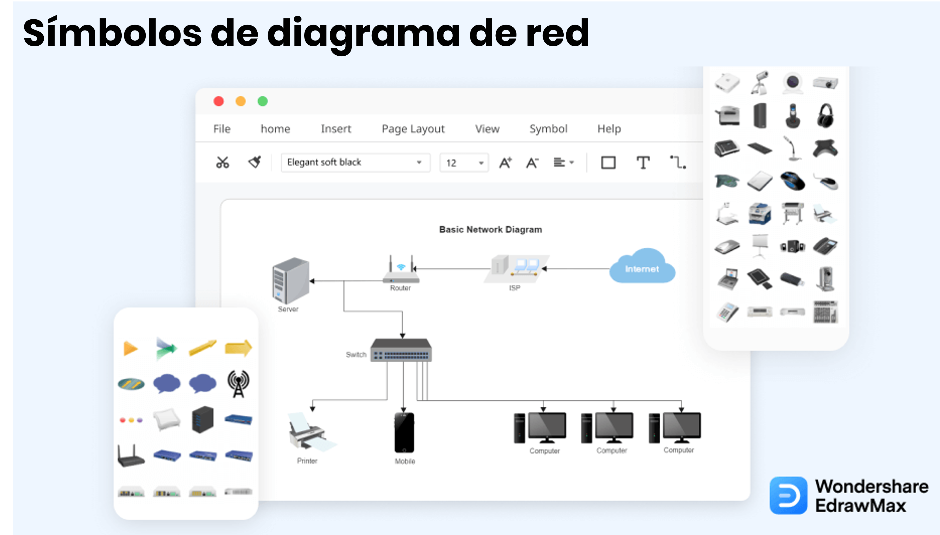 símbolos de red cubierta