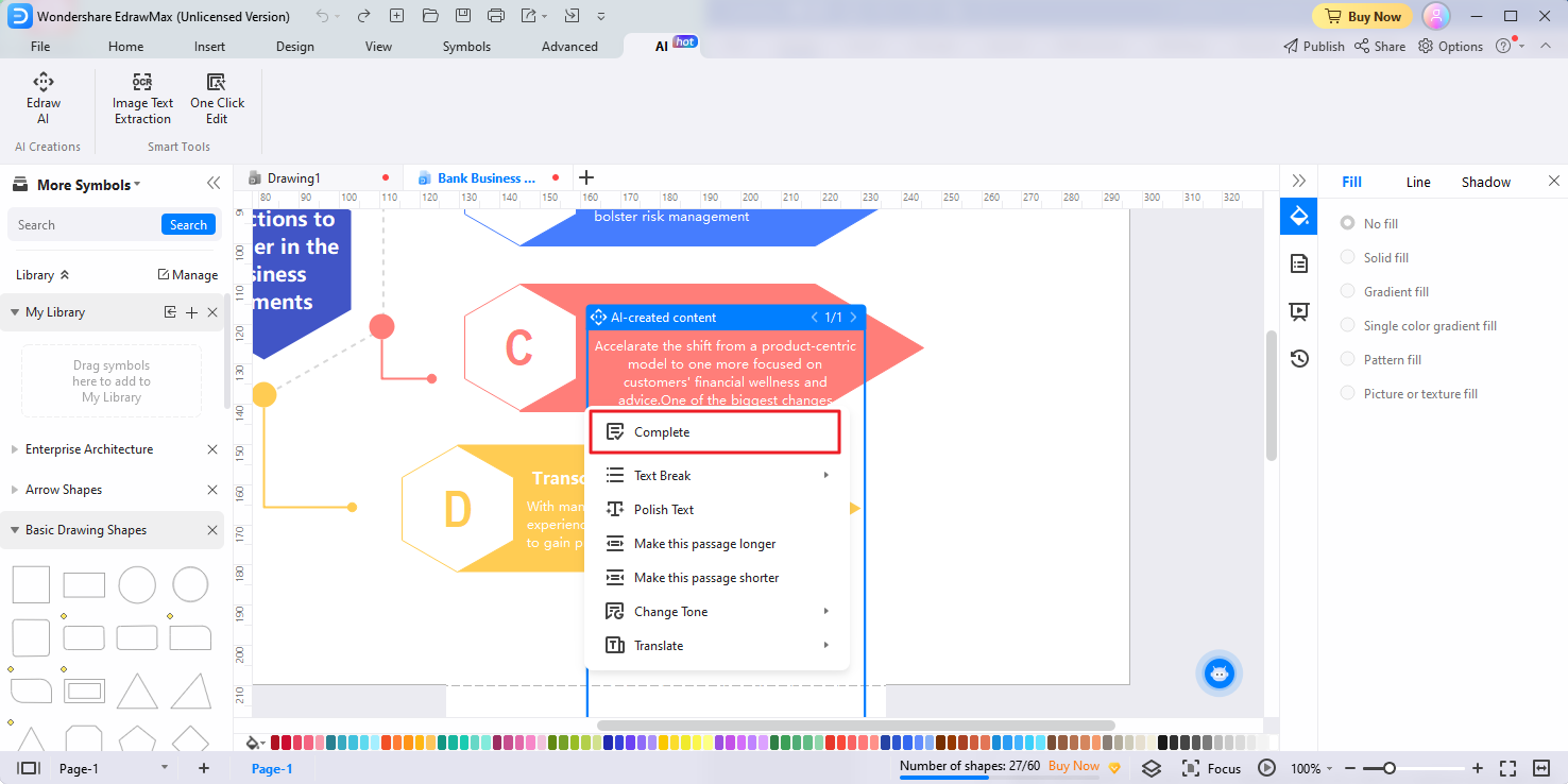 terminer la création de texte avec ia edrawmax