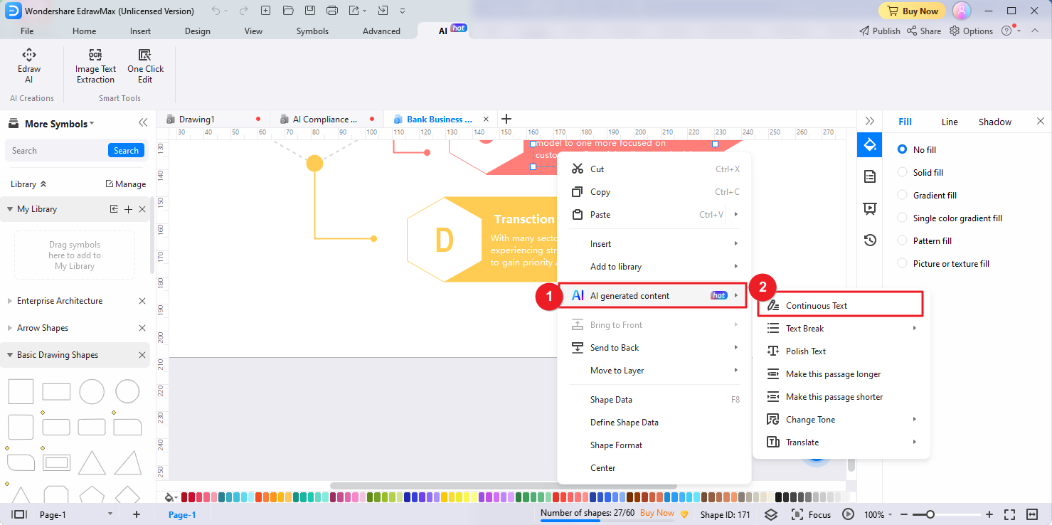 fonctionnalité IA d'edrawmax pour le contenu