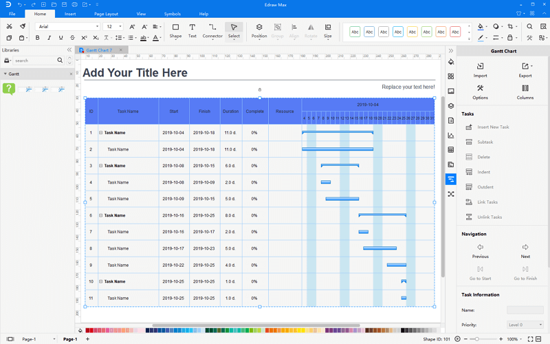 criar gantt a partir do modelo