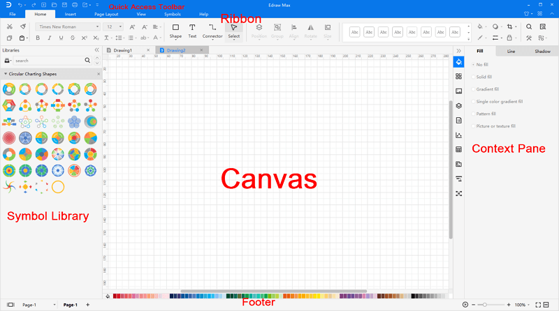 espacio de trabajo de edraw