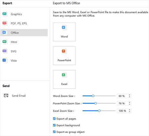 exportar para o MS Office