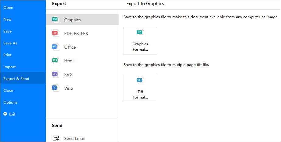 opção de exportação de arquivo