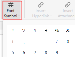 font symbol menu