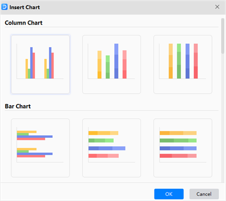 insert chart window