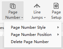 configurações de número de página
