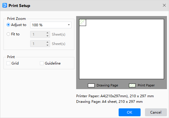 ventana de configuración de impresión