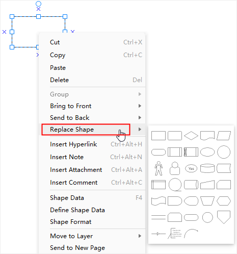 opção de substituição de forma