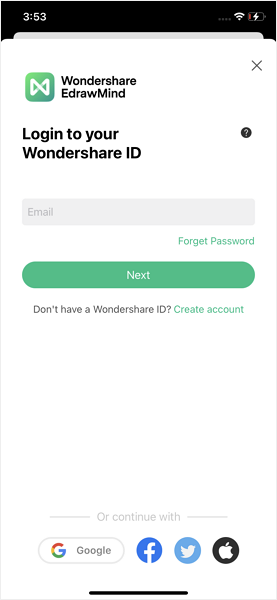 EdrawMind iOS login