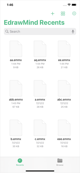EdrawMind iOS Recents