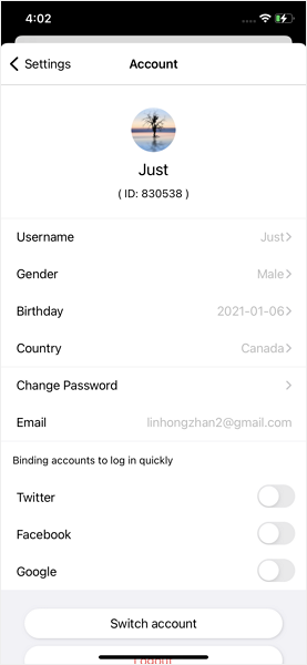 EdrawMind iOS Setting Page