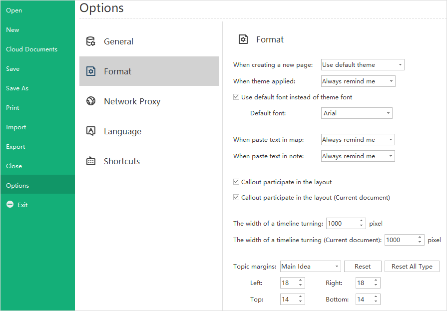 file format option