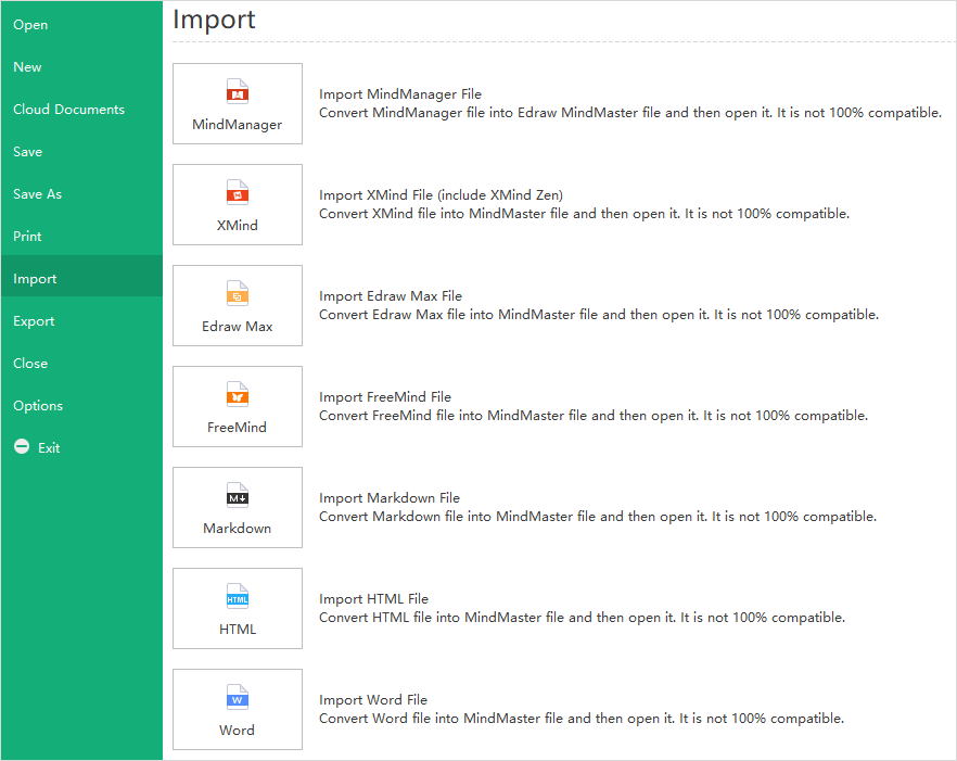 import file option