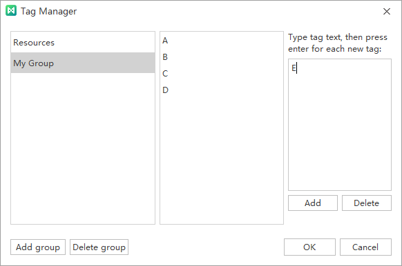 tag manager window
