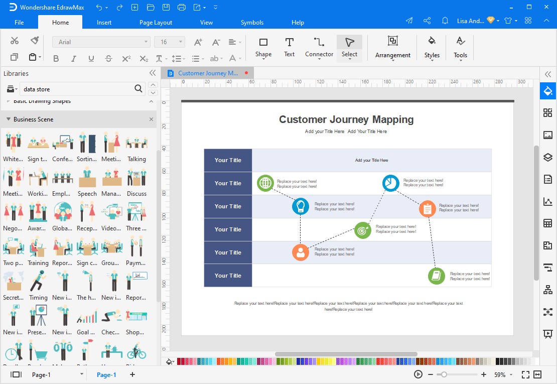 Creador de mapa de viaje del cliente EdrawMax