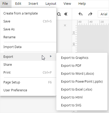 export menu