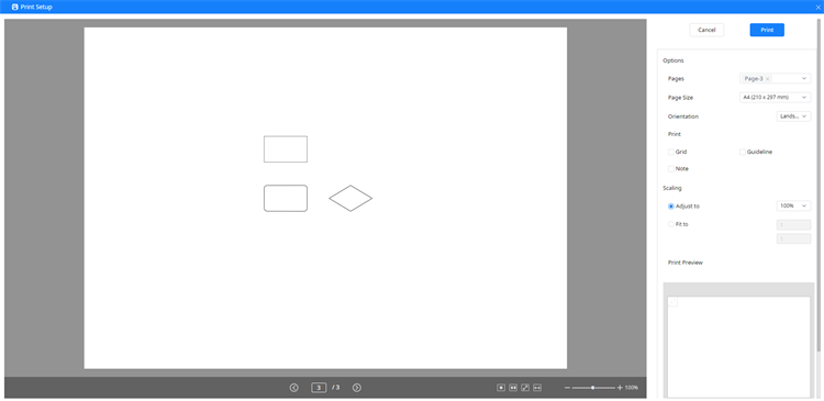 ventana de configuración de impresión