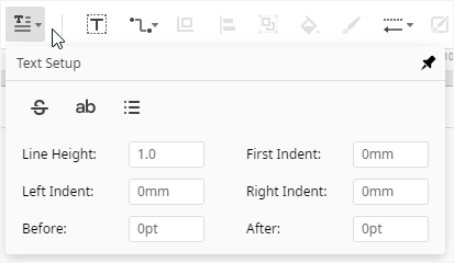 botón de configuración de texto