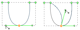 convert smooth point to corner point with direction lines