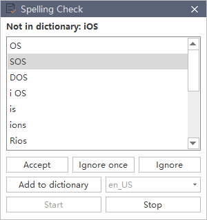 spelling check dialogue