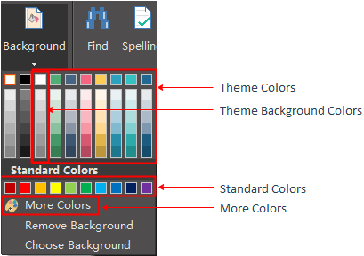 menu de couleurs d'arrière-plan