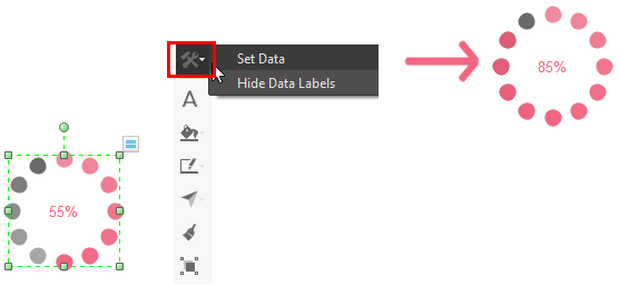 botón flotante de configuración de datos