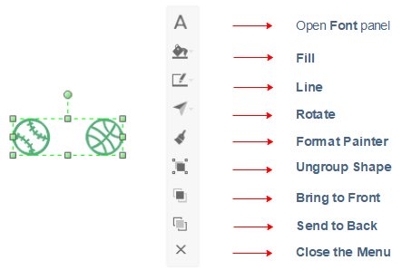 floating menu for grouped shapes