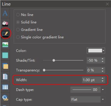 line panel width option