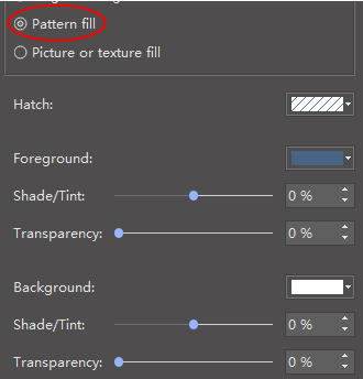 option de remplissage de motif