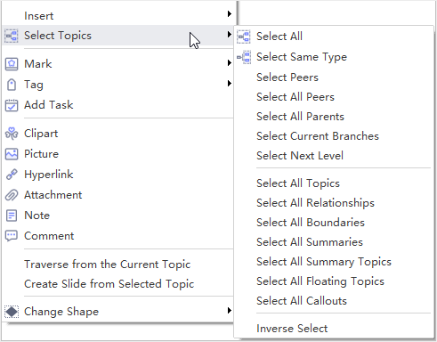 select topic menu