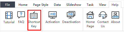 shortcut key display