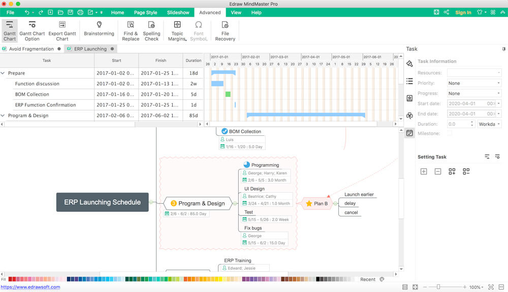 gantt chart in EdrawMind