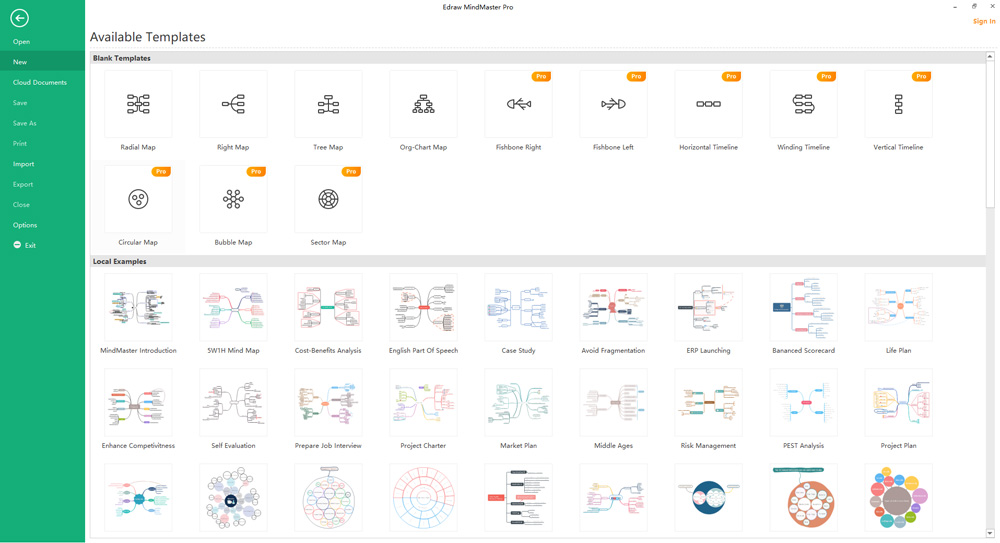 Page de démarrage en MindMaster