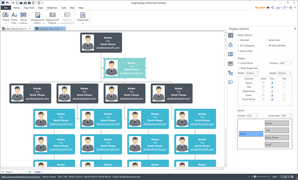 Organigramme avec photo d'OrgCharting