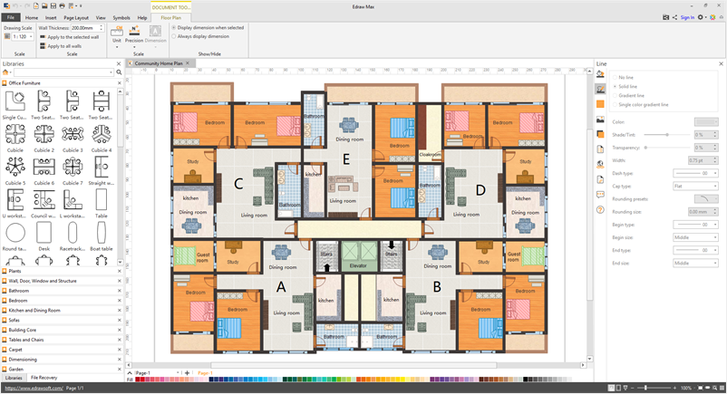 Floor Plan Drawing in Edraw Max