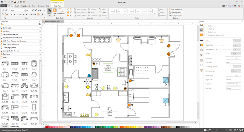 blueprint symbol for long flat ceiling light