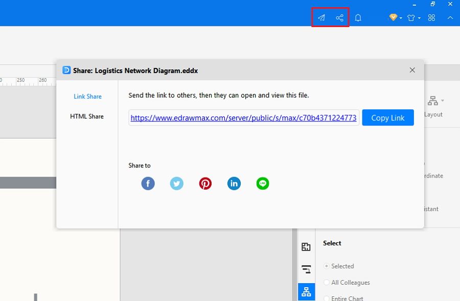 share and publish pip design diagram in EdrawMax