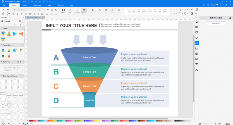 personalizar gráfico de embudos en EdrawMax